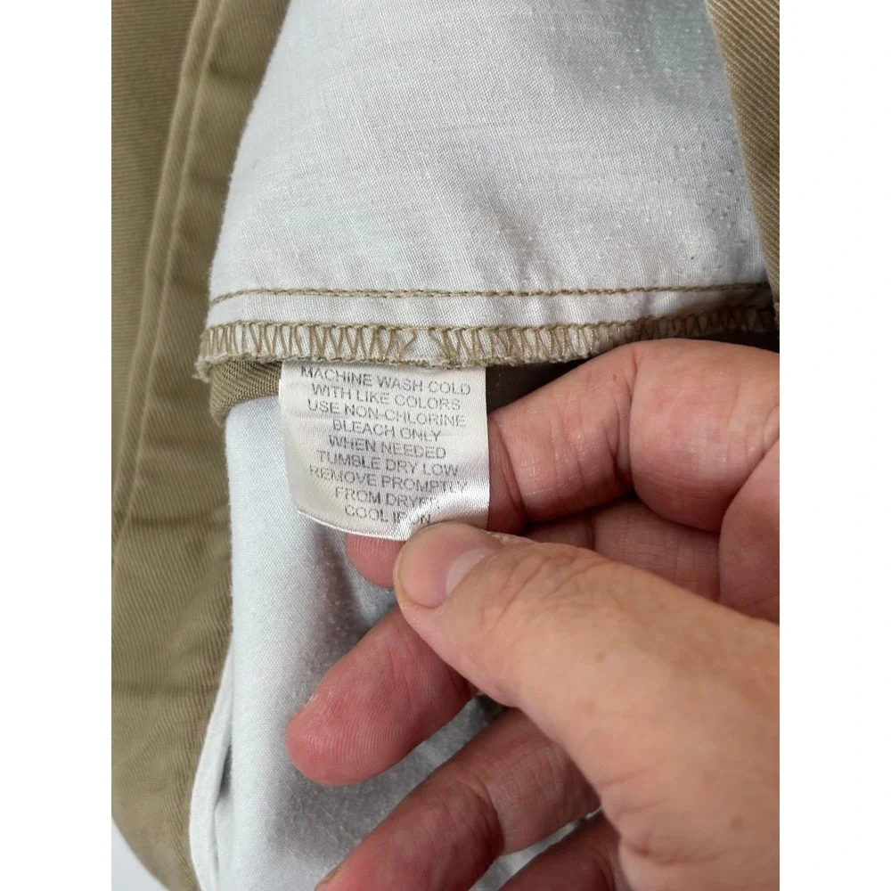 Oobe Mens Chino Pants 34x32 Khaki Tan Straight Leg Flat Front Twill Trousers